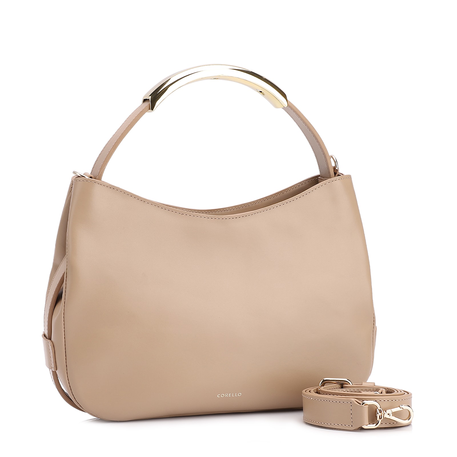 Bolsa De Mão Couro Bege