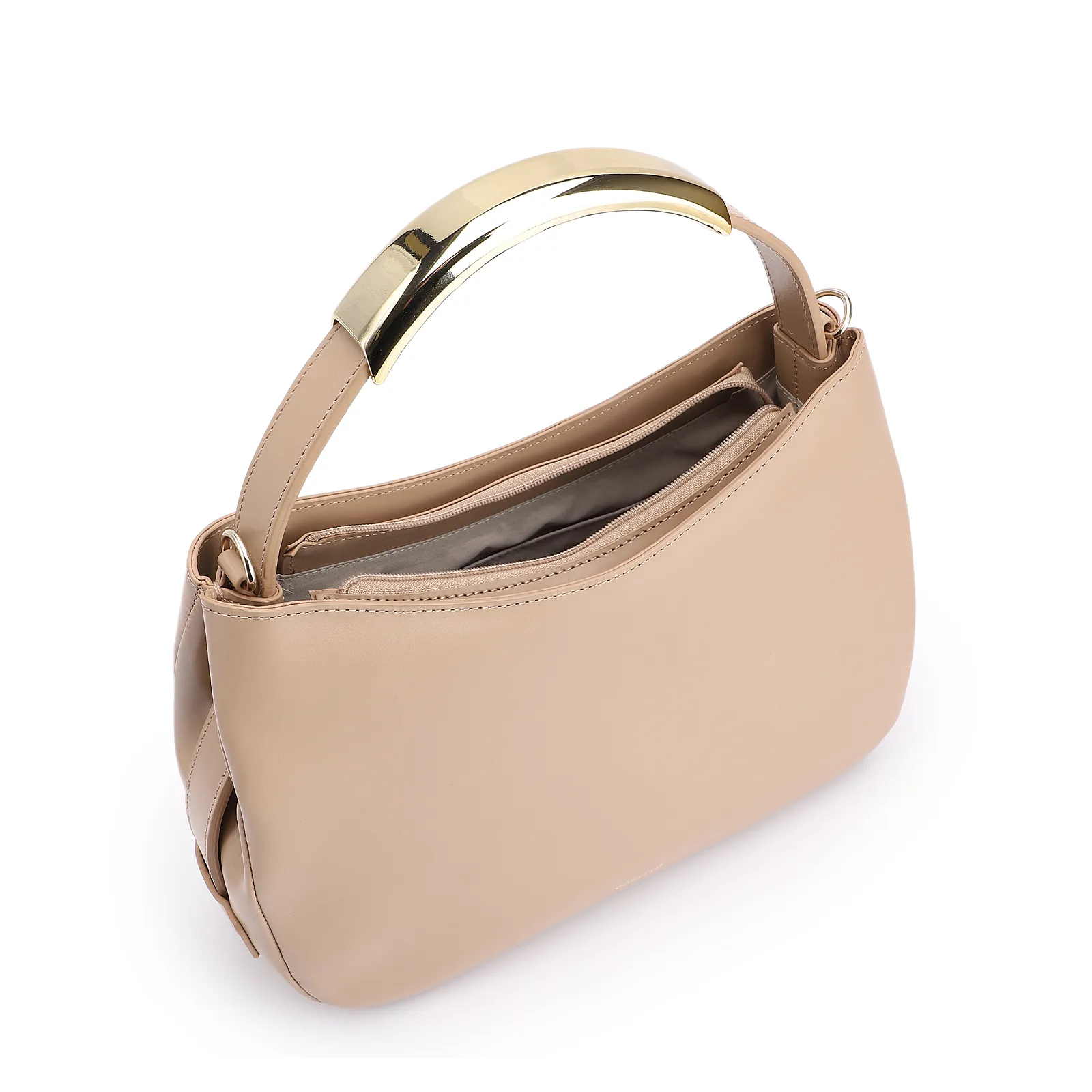 Bolsa De Mão Couro Bege
