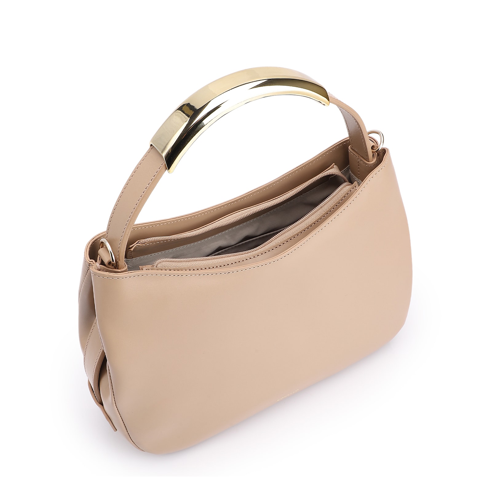 Bolsa De Mão Couro Bege