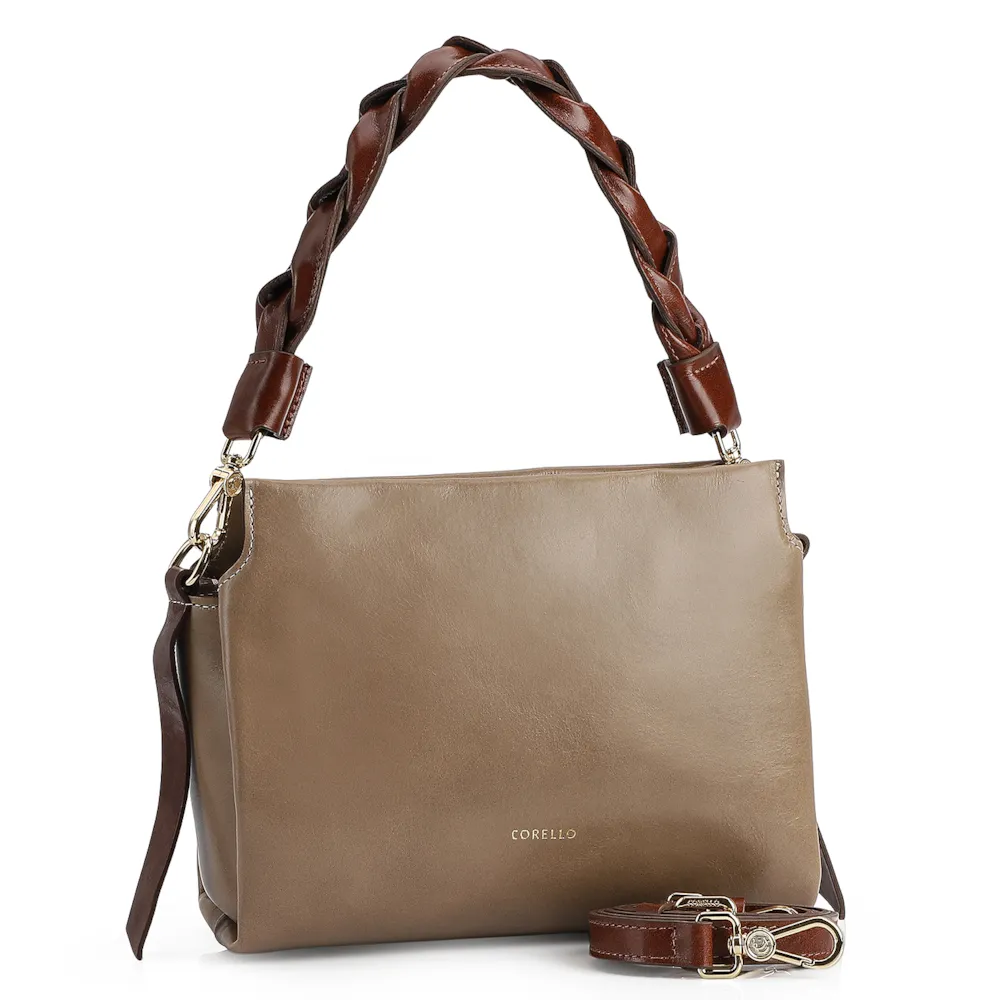 Bolsa De Mão Couro Bege/Marrom - imagem 2