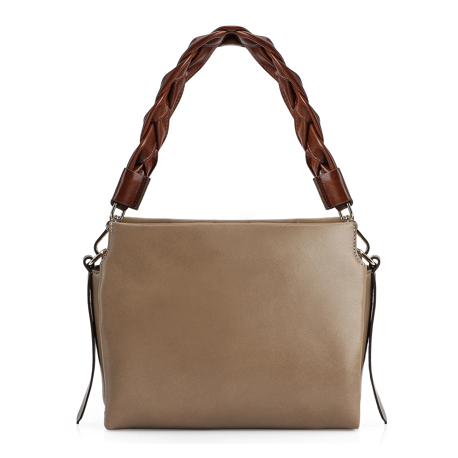 Bolsa De Mão Couro Bege/Marrom