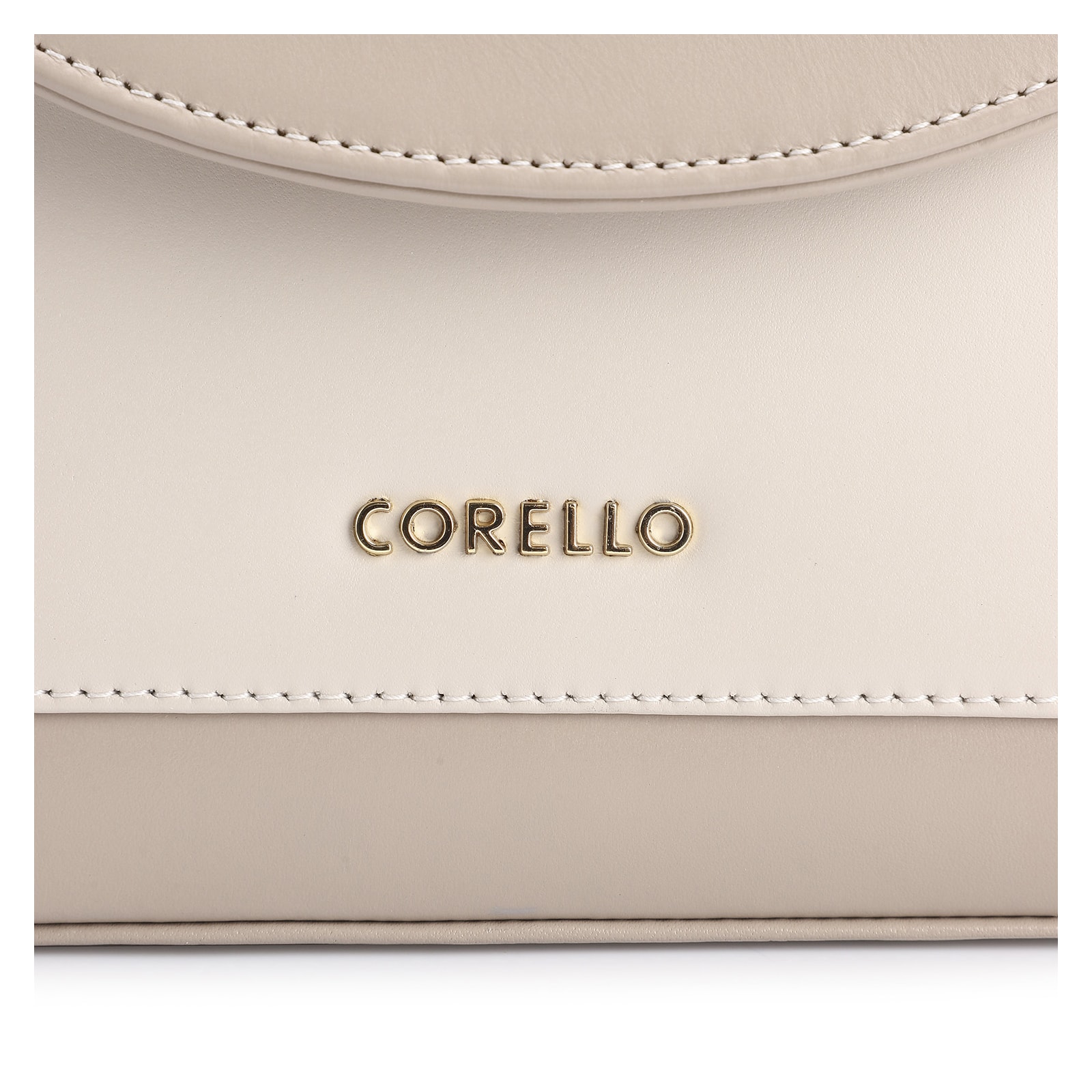 Bolsa De Mão Couro Bege/Off White