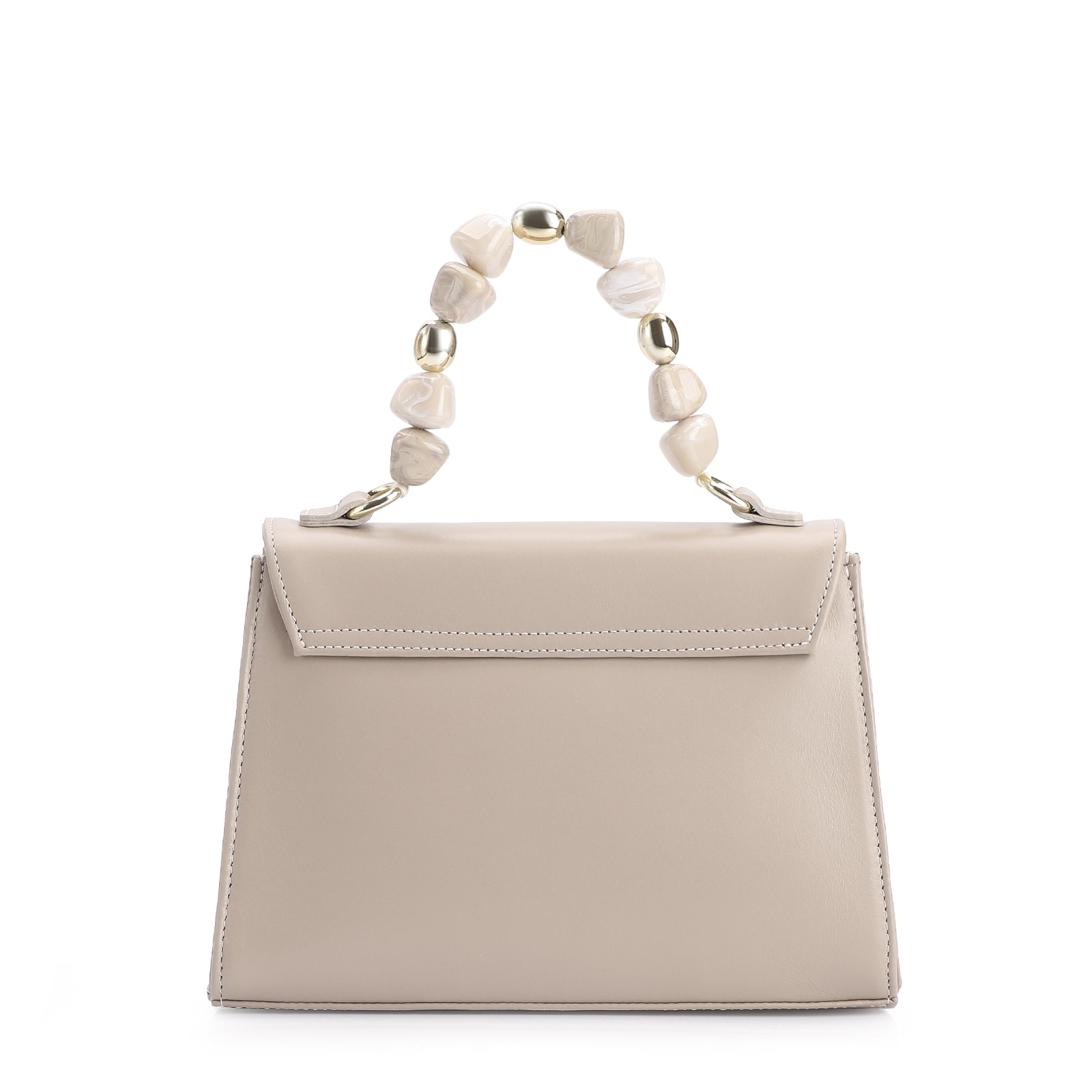 Bolsa De Mão Couro Bege/Off White