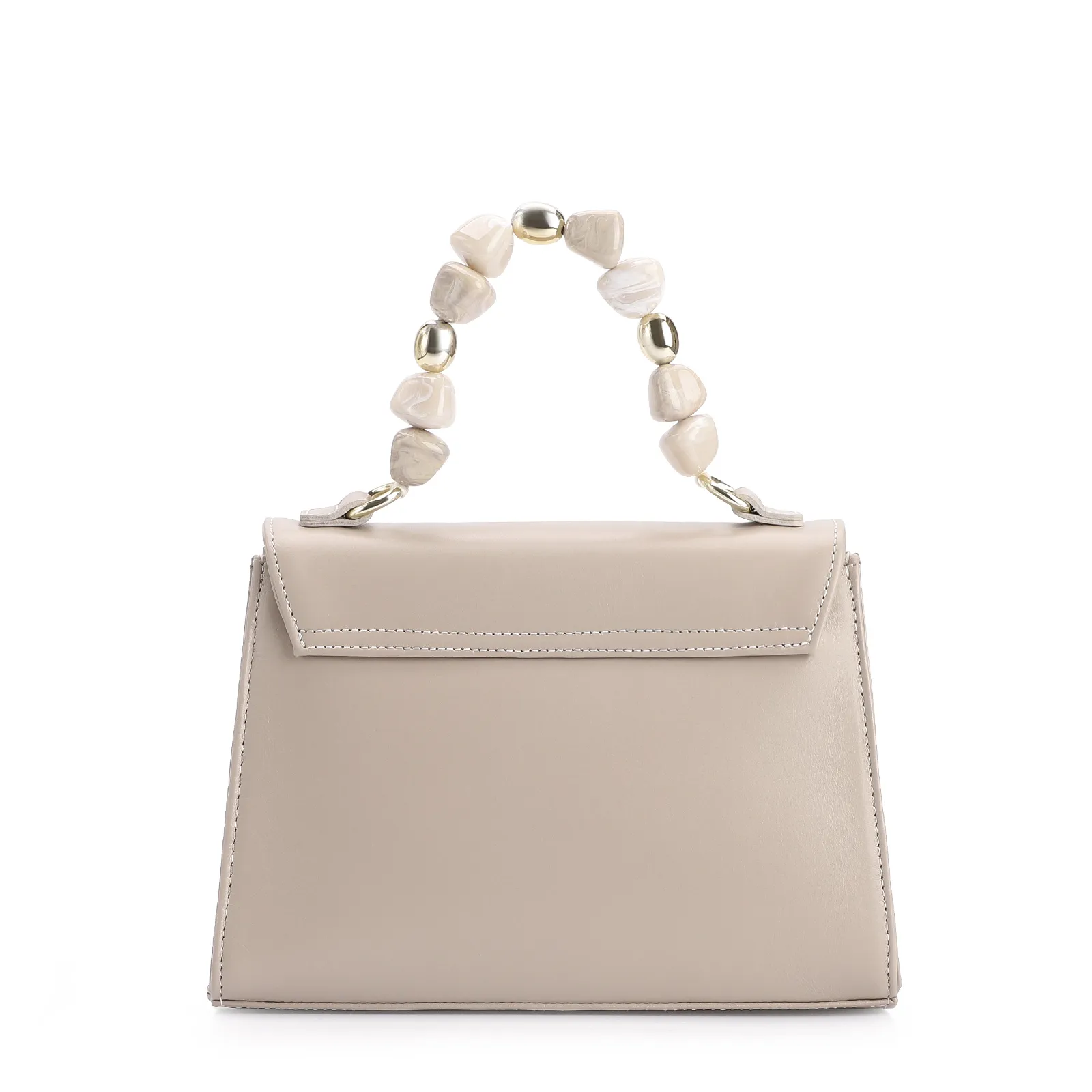 Bolsa De Mão Couro Bege/Off White