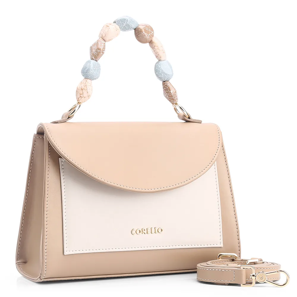 Bolsa De Mão Couro Bege/Off White - imagem 3