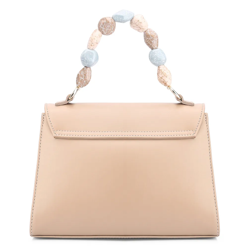 Bolsa De Mão Couro Bege/Off White - imagem 4