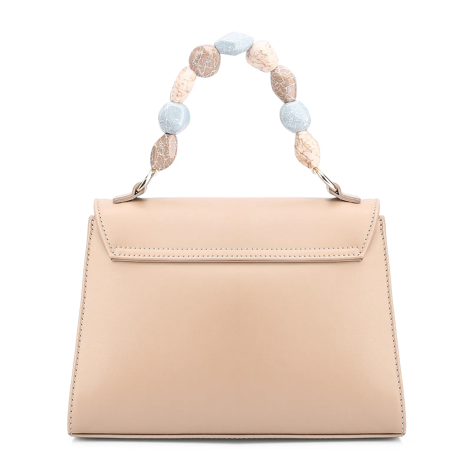 Bolsa De Mão Couro Bege/Off White