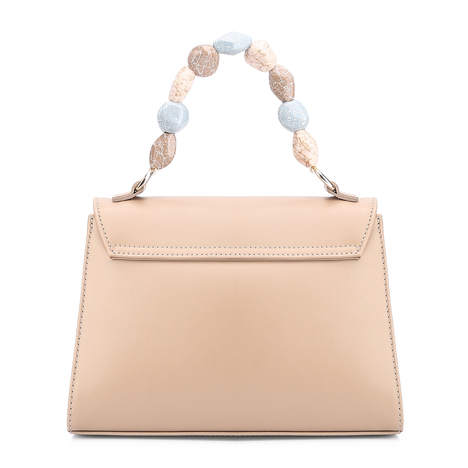Bolsa De Mão Couro Bege/Off White