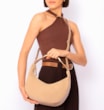 Bolsa De Mão Couro Camurça/Couro Bege - imagem 9