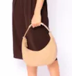 Bolsa De Mão Couro Camurça/Couro Bege - imagem 2