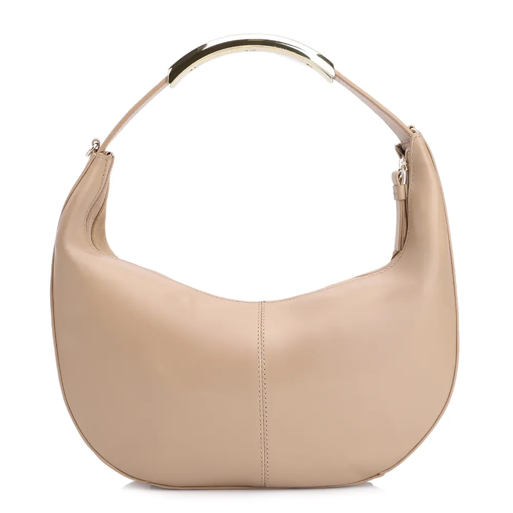 Bolsa De Mão Couro Camurça/Couro Bege - imagem 4