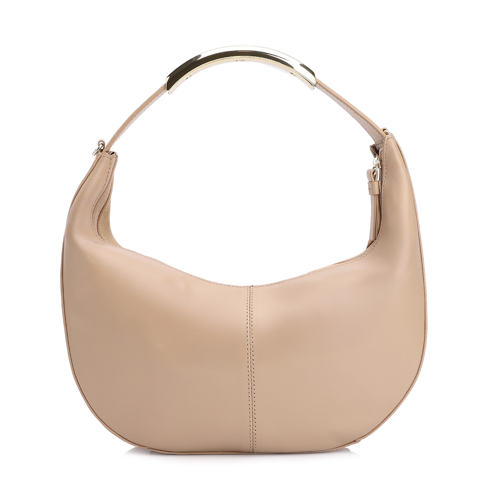 Bolsa De Mão Couro Camurça/Couro Bege