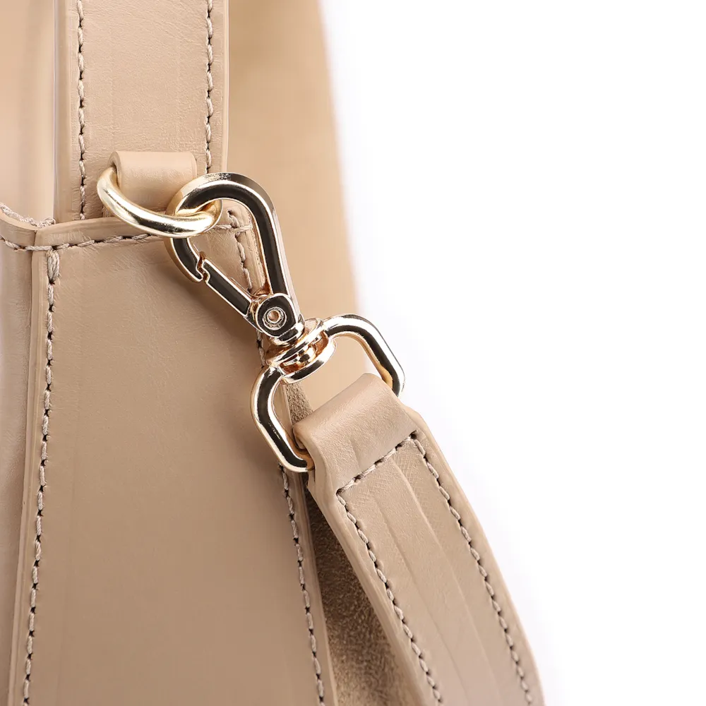 Bolsa De Mão Couro Camurça/Couro Bege - imagem 6