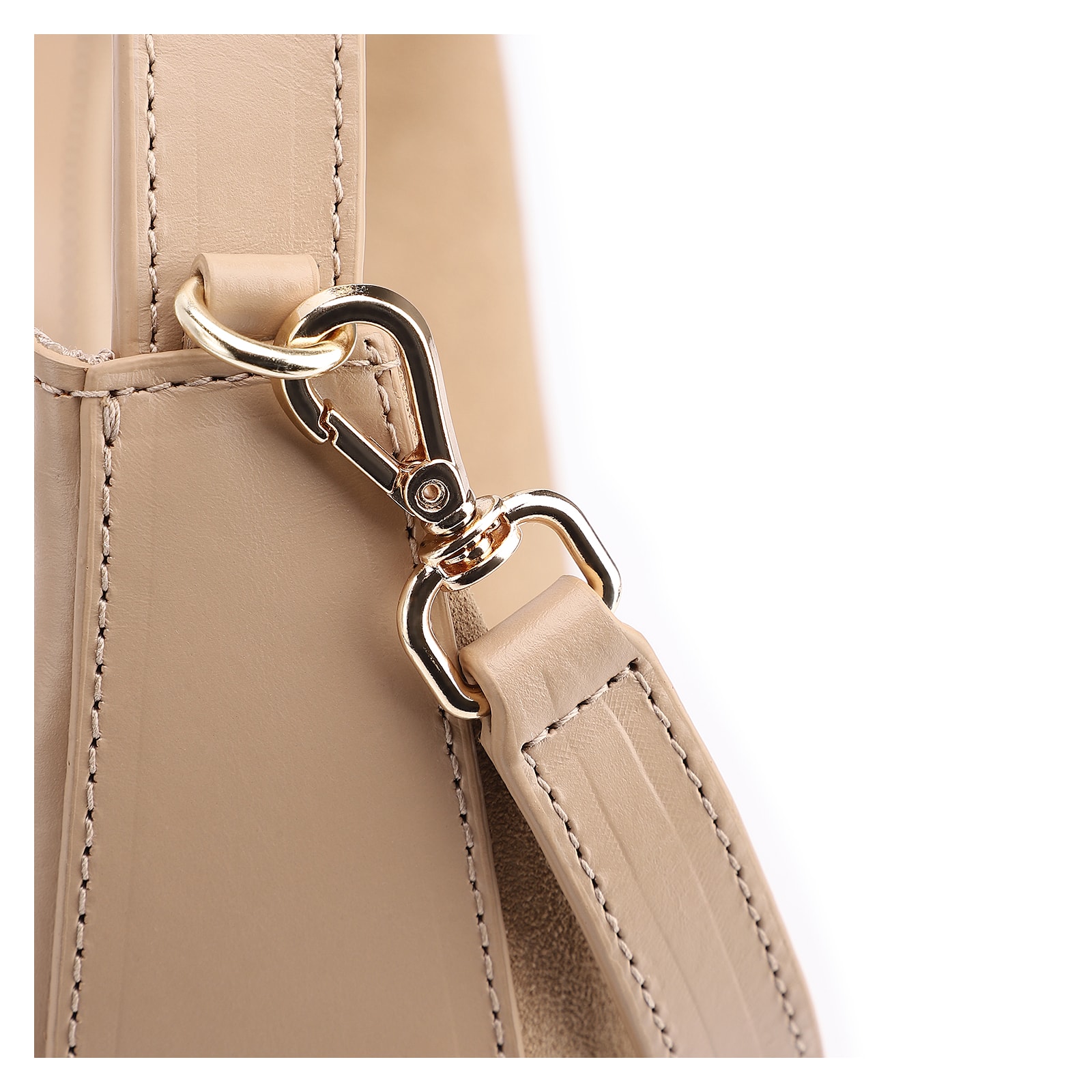 Bolsa De Mão Couro Camurça/Couro Bege