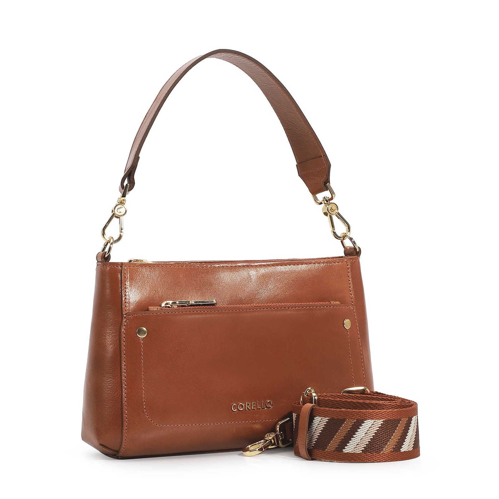 Bolsa De Mão Couro Caramelo