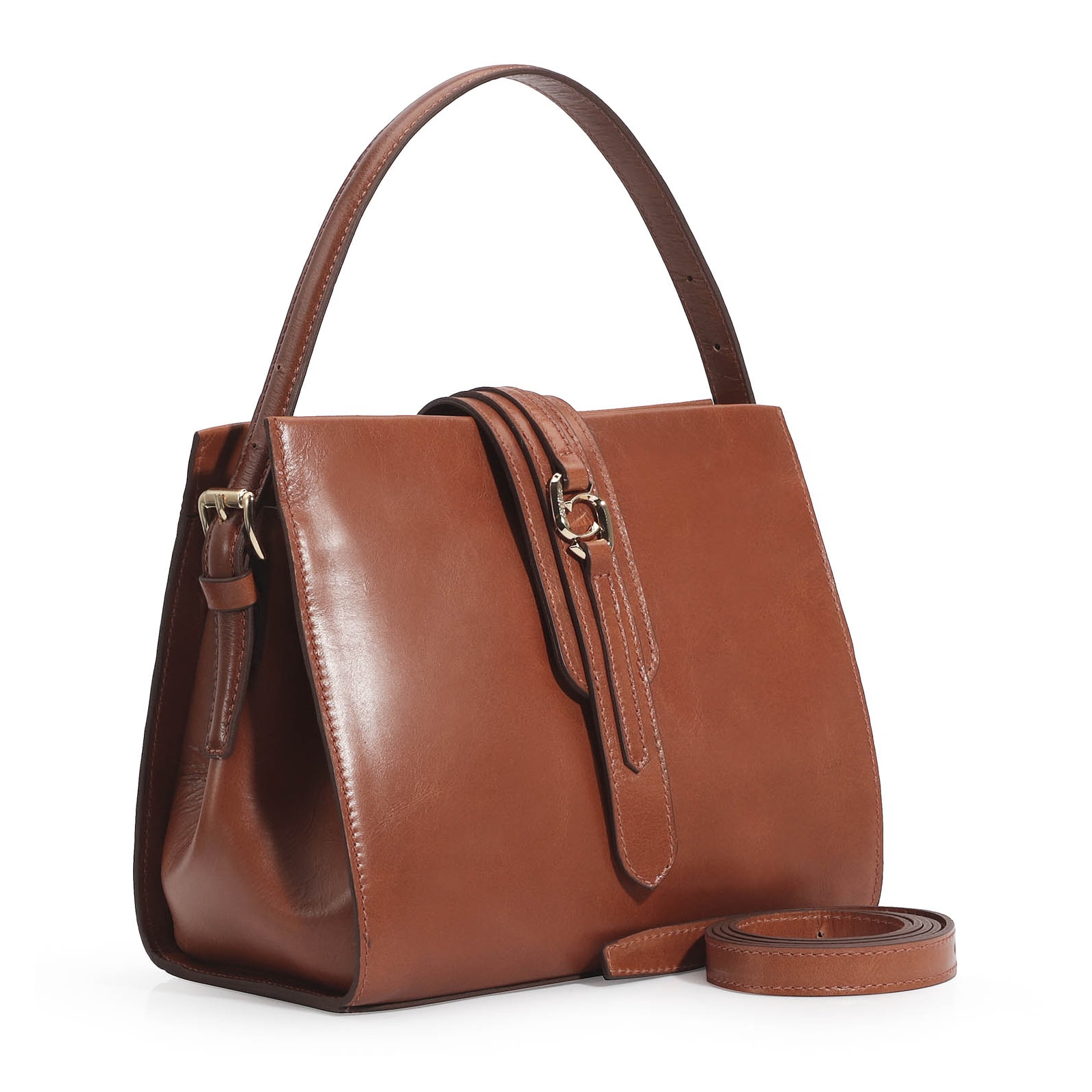 Bolsa De Mão Couro Caramelo