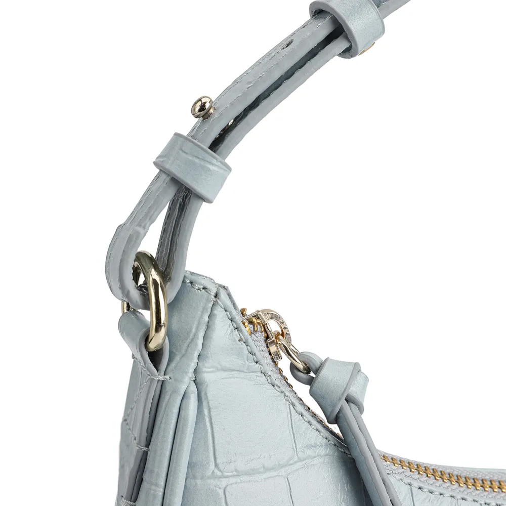 Bolsa De Mão Couro Croco Azul - imagem 5