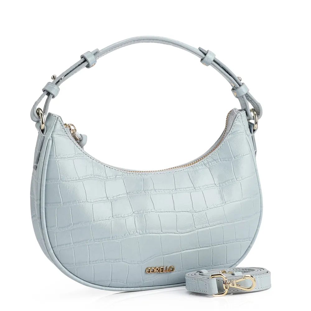 Bolsa De Mão Couro Croco Azul - imagem 2