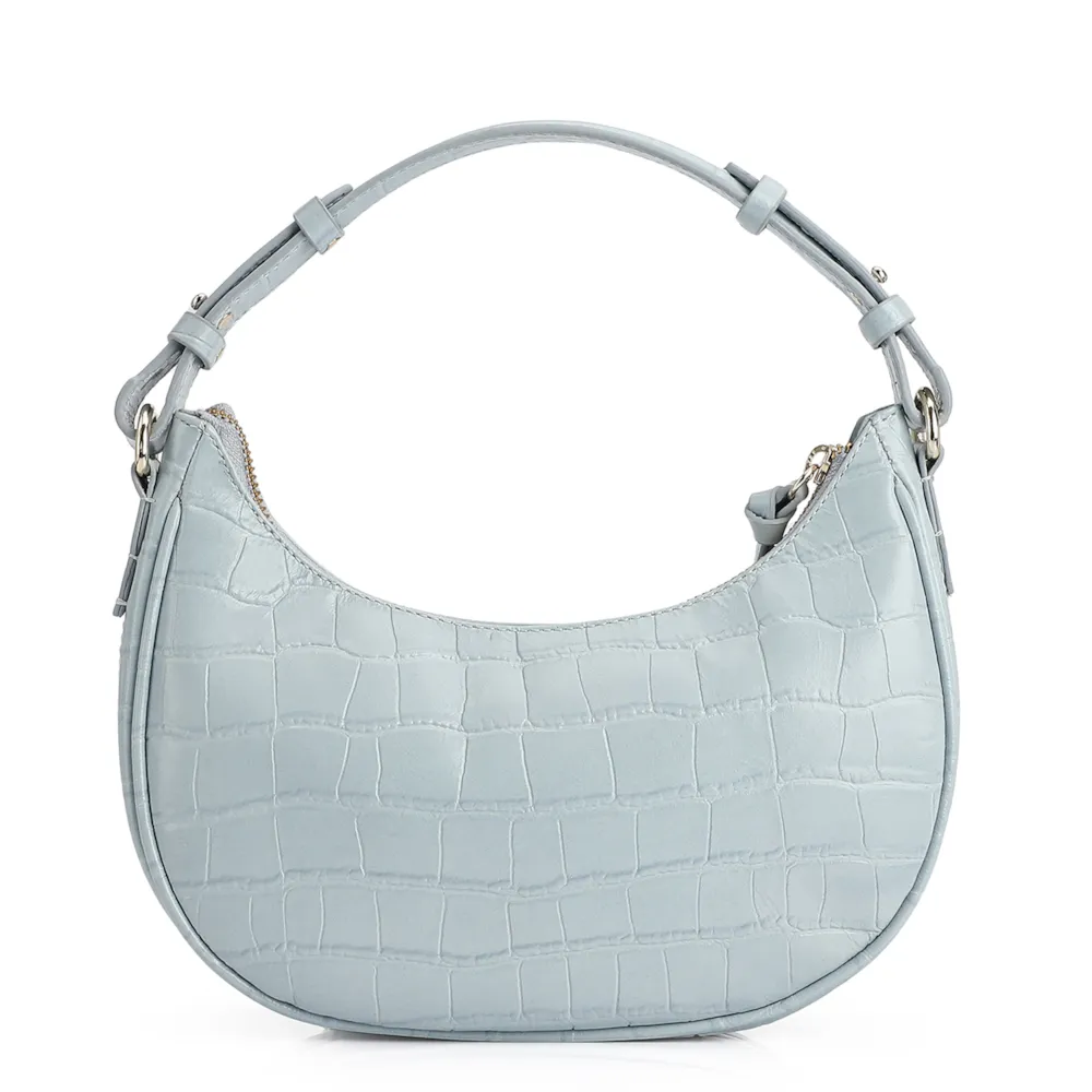 Bolsa De Mão Couro Croco Azul - imagem 3