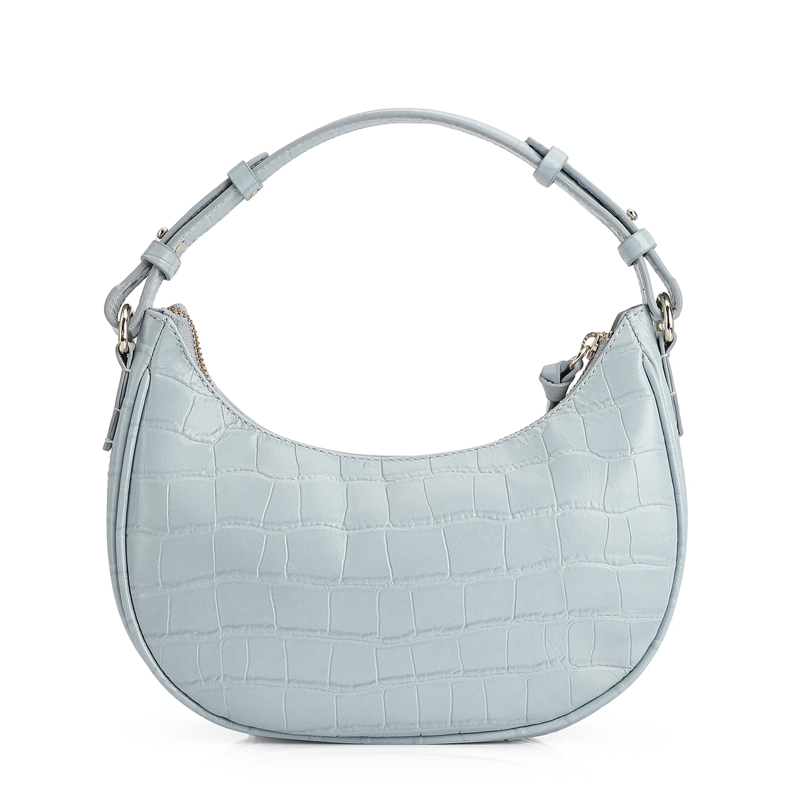 Bolsa De Mão Couro Croco Azul