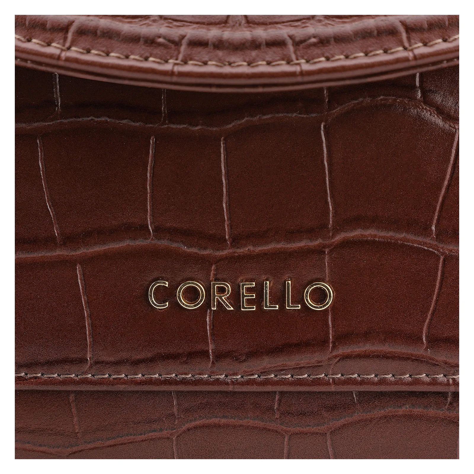 Bolsa De Mão Couro Croco Marrom