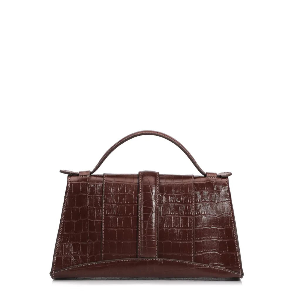 Bolsa De Mão Couro Croco Marrom - imagem 3