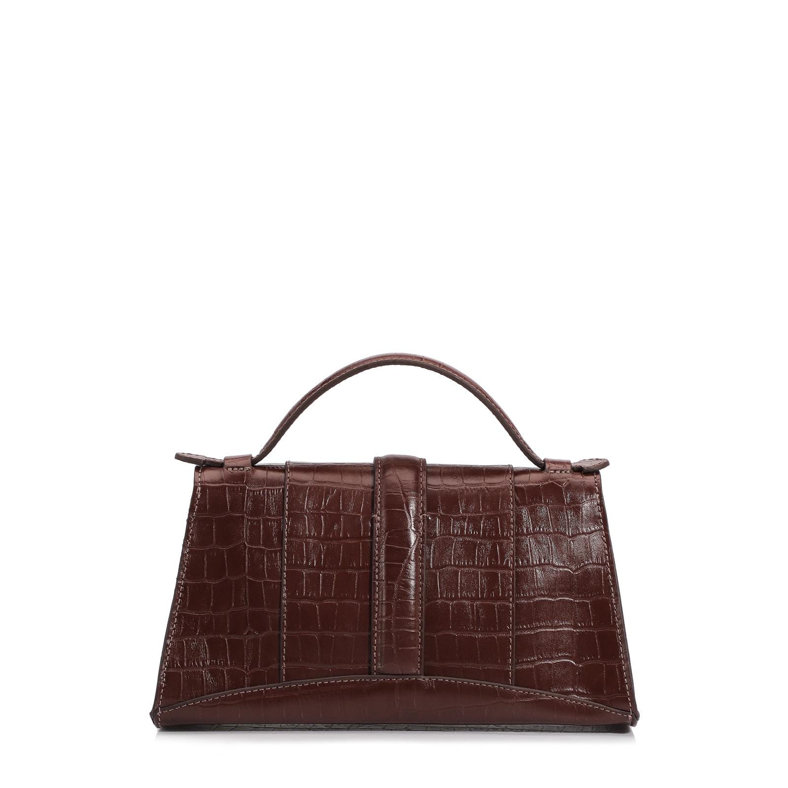 Bolsa De Mão Couro Croco Marrom