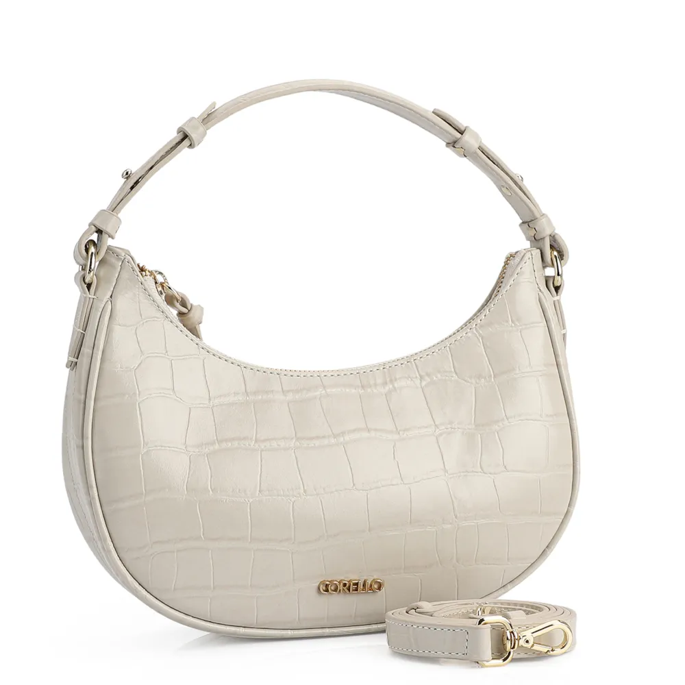 Bolsa De Mão Couro Croco Off White - imagem 3