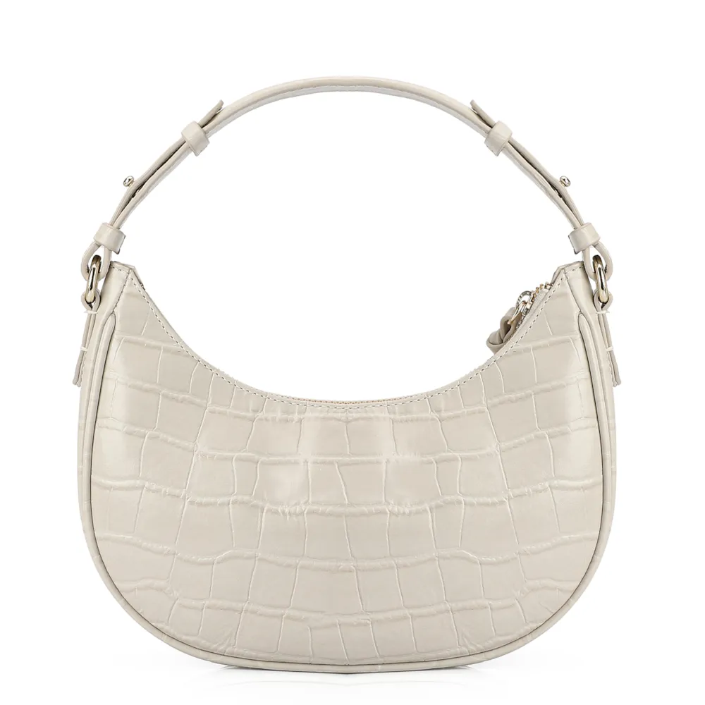 Bolsa De Mão Couro Croco Off White - imagem 4