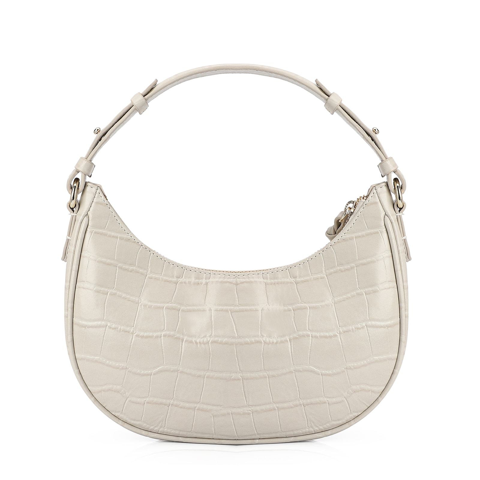 Bolsa De Mão Couro Croco Off White