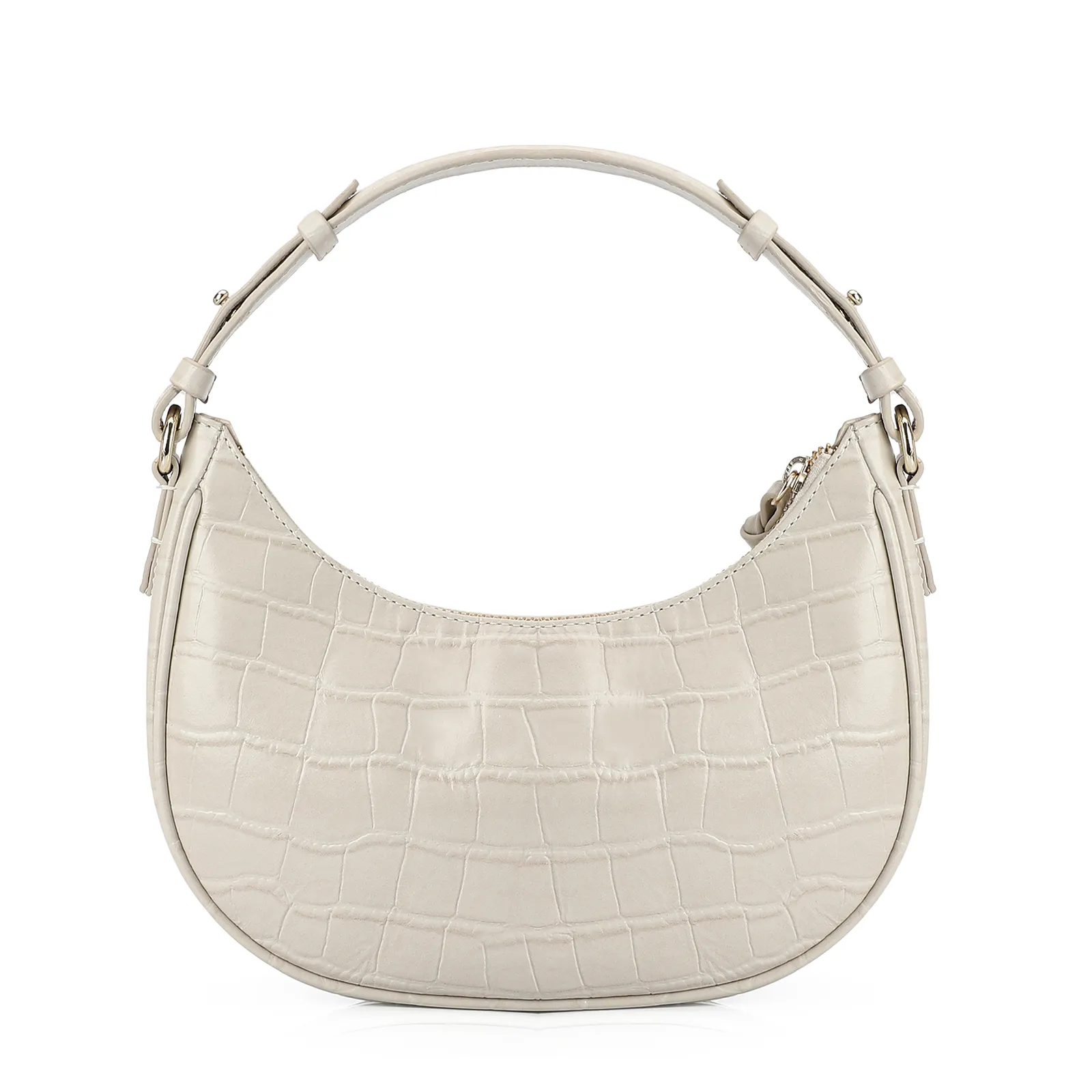 Bolsa De Mão Couro Croco Off White