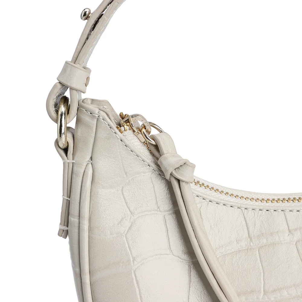 Bolsa De Mão Couro Croco Off White - imagem 6