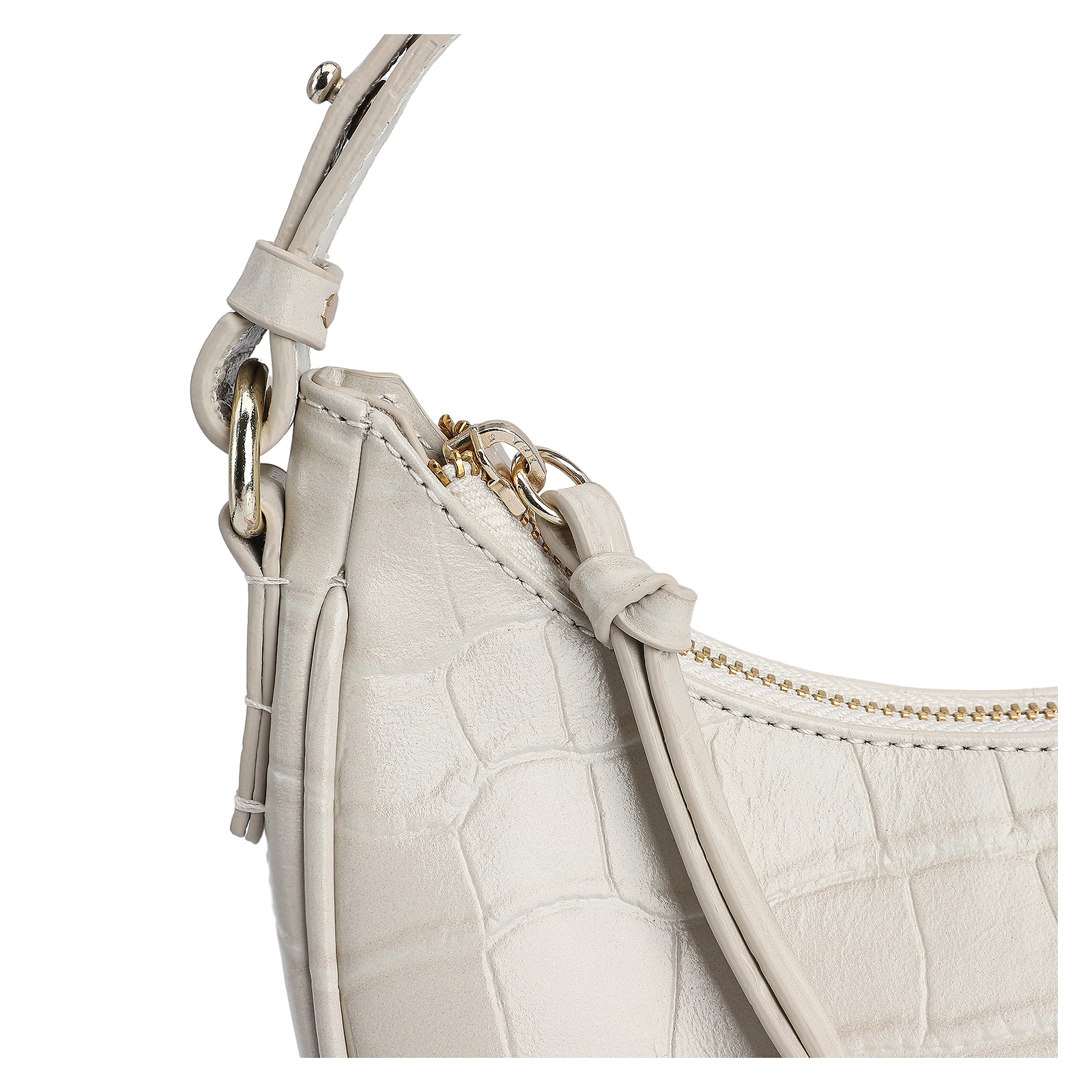 Bolsa De Mão Couro Croco Off White