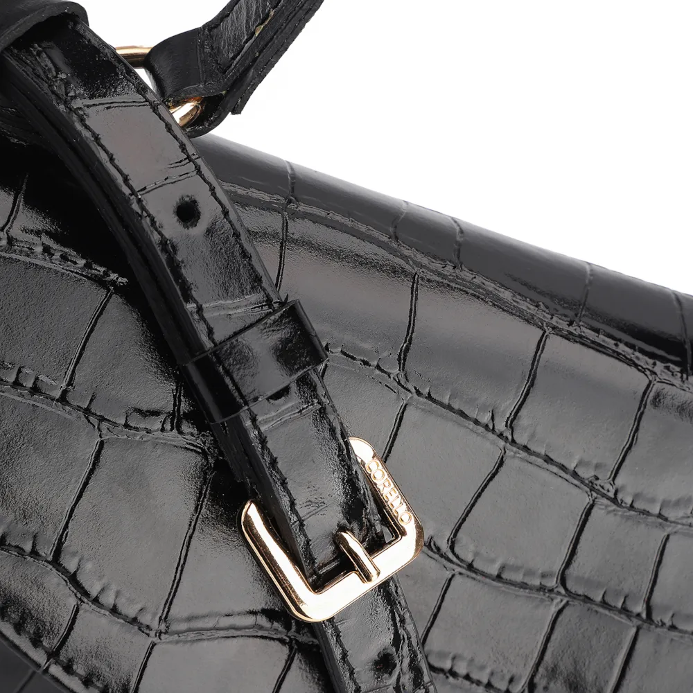 Bolsa De Mão Couro Croco Preto - imagem 5