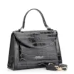 Bolsa De Mão Couro Croco Preto - imagem 2