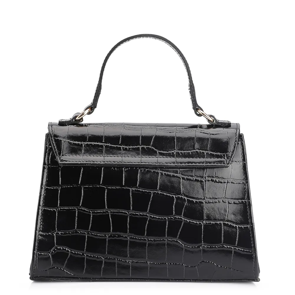 Bolsa De Mão Couro Croco Preto - imagem 3