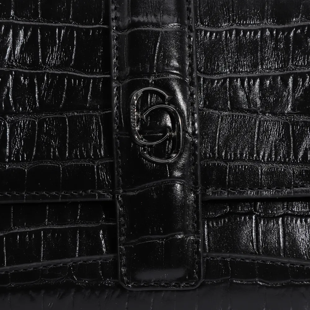 Bolsa De Mão Couro Croco Preto - imagem 5