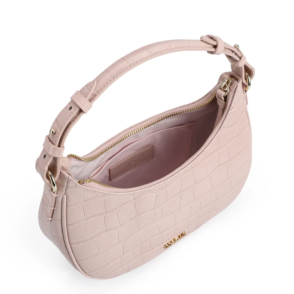 Bolsa De Mão Couro Croco Rosa - imagem 4