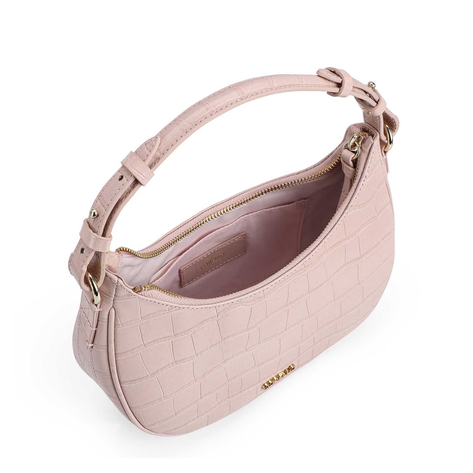 Bolsa De Mão Couro Croco Rosa