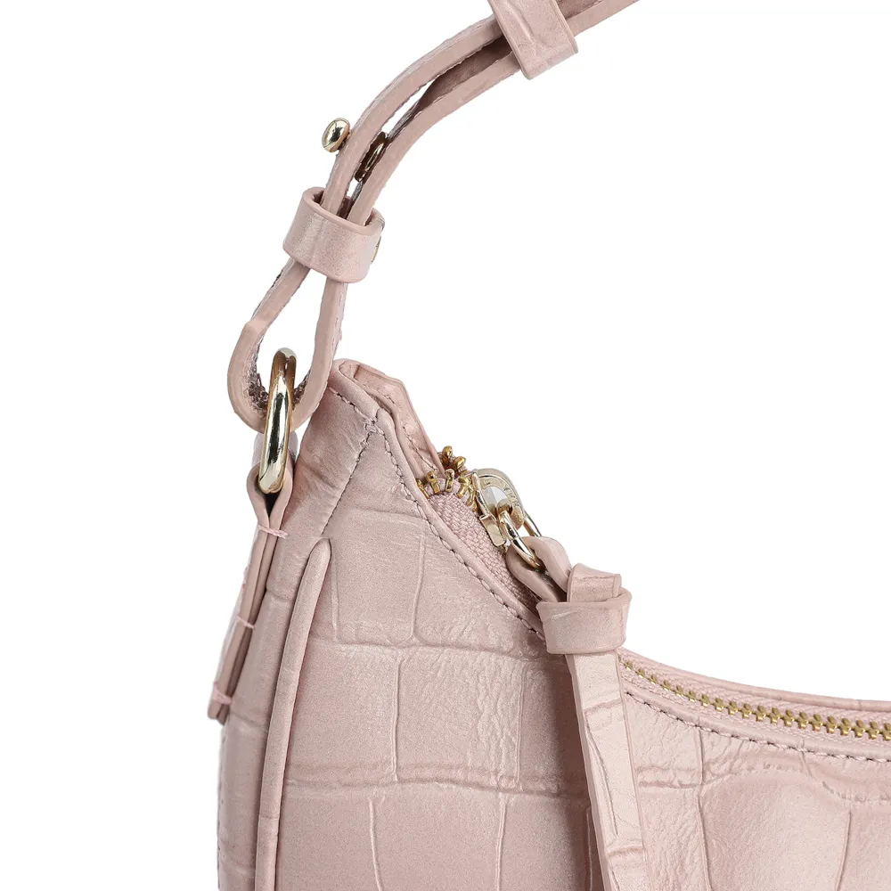 Bolsa De Mão Couro Croco Rosa - imagem 5