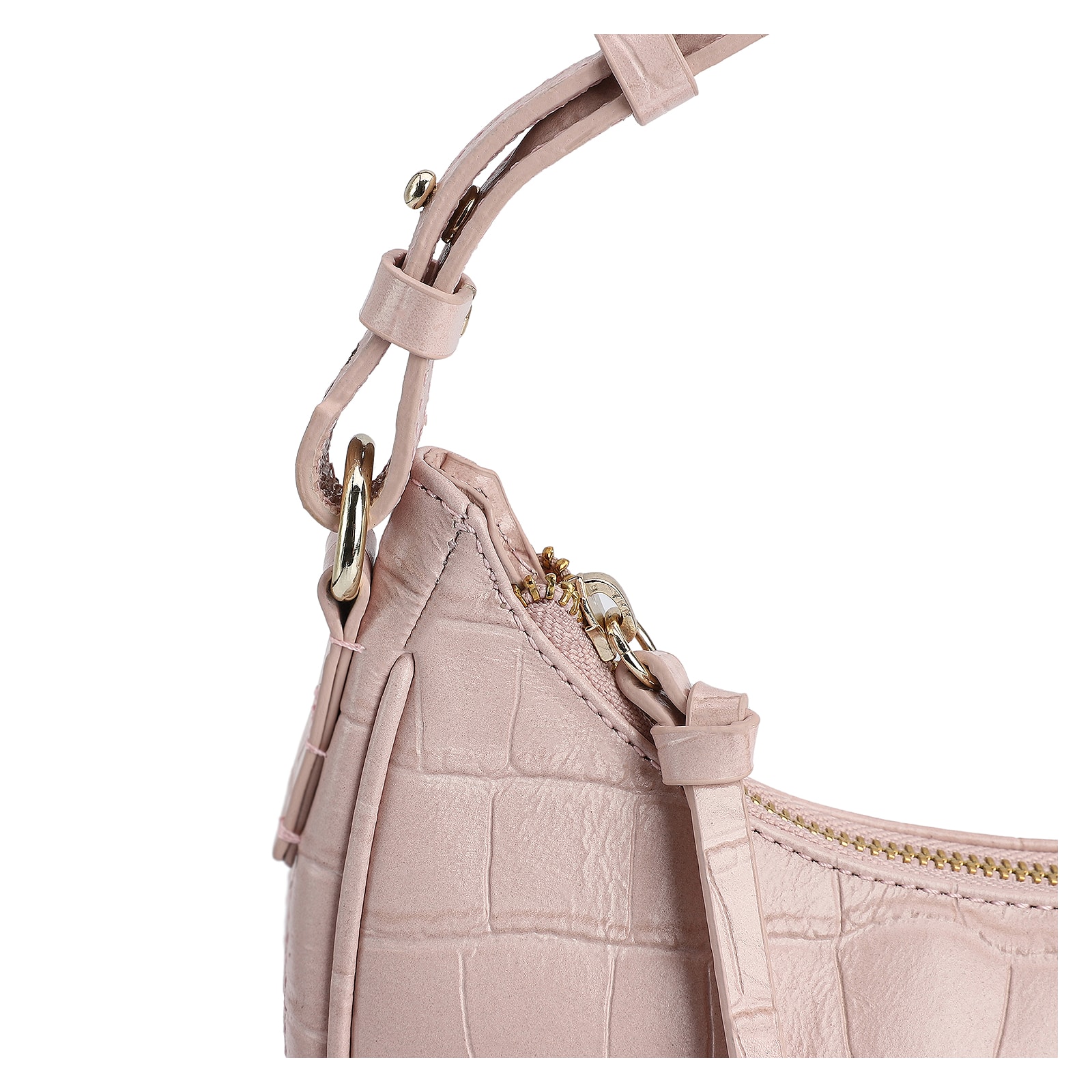 Bolsa De Mão Couro Croco Rosa