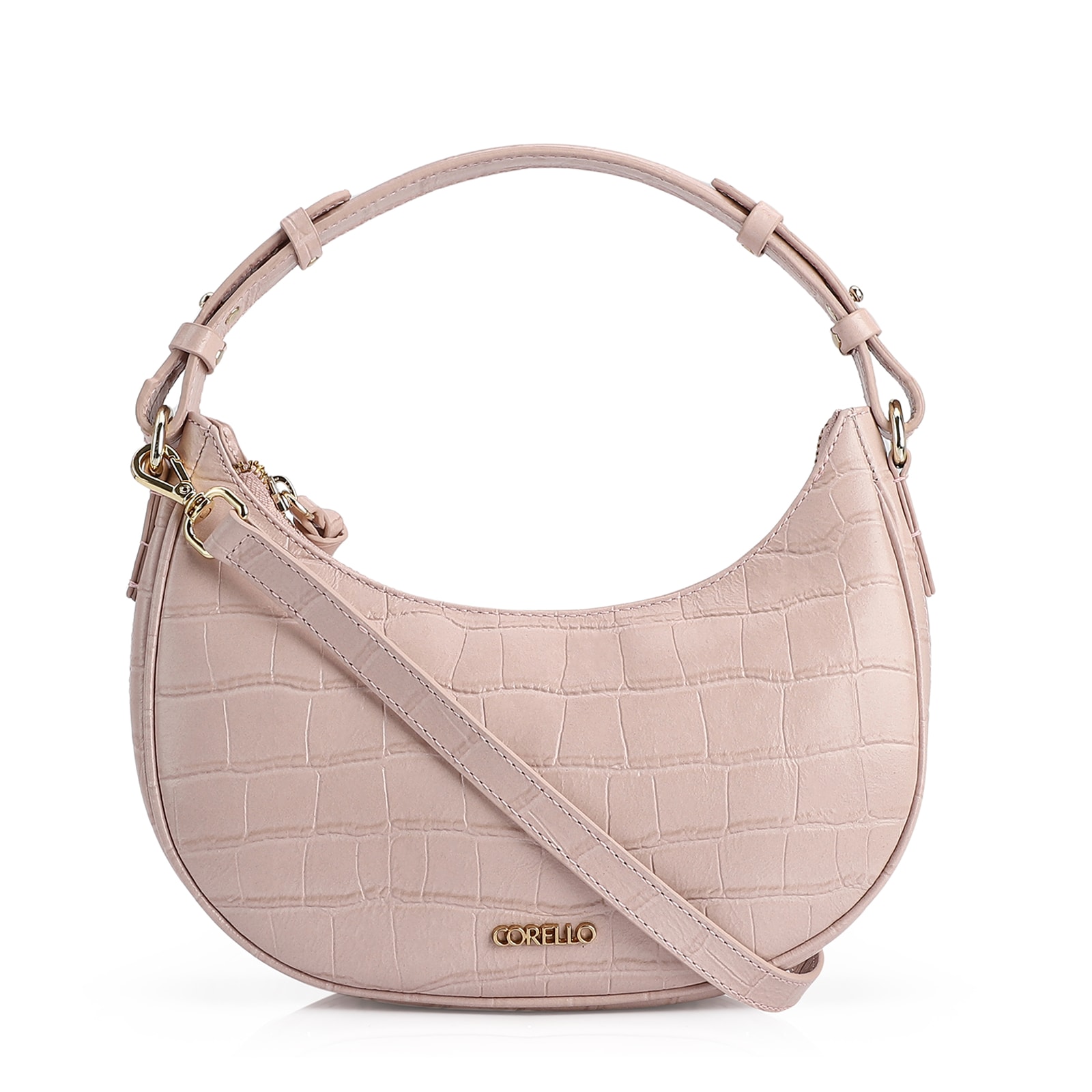 Bolsa De Mão Couro Croco Rosa