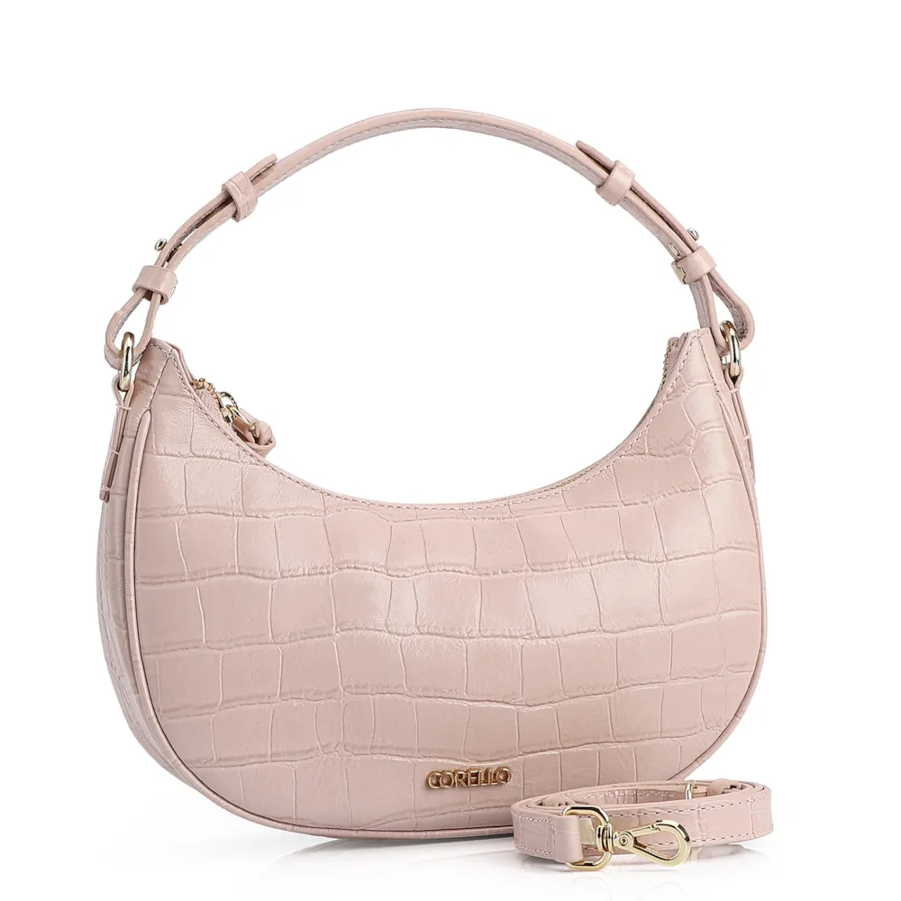 Bolsa De Mão Couro Croco Rosa - imagem 2
