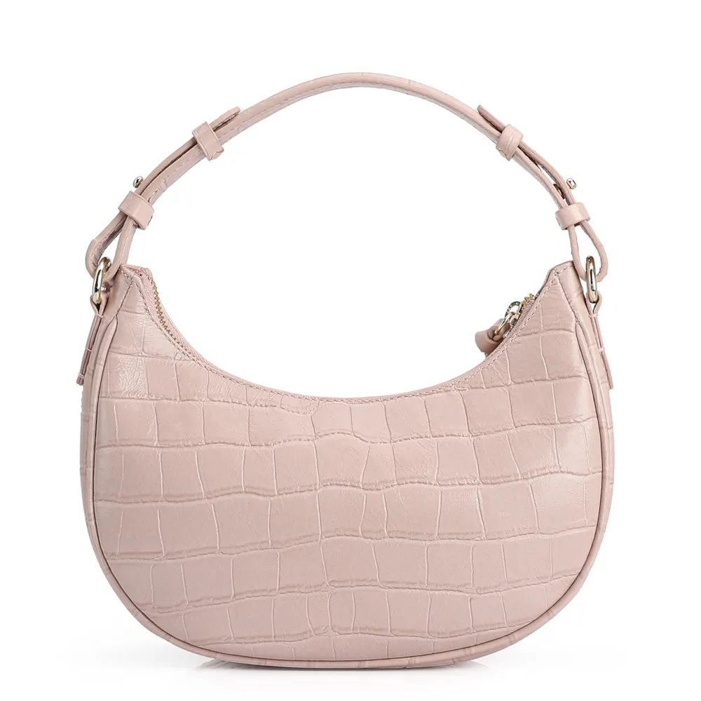 Bolsa De Mão Couro Croco Rosa - imagem 3