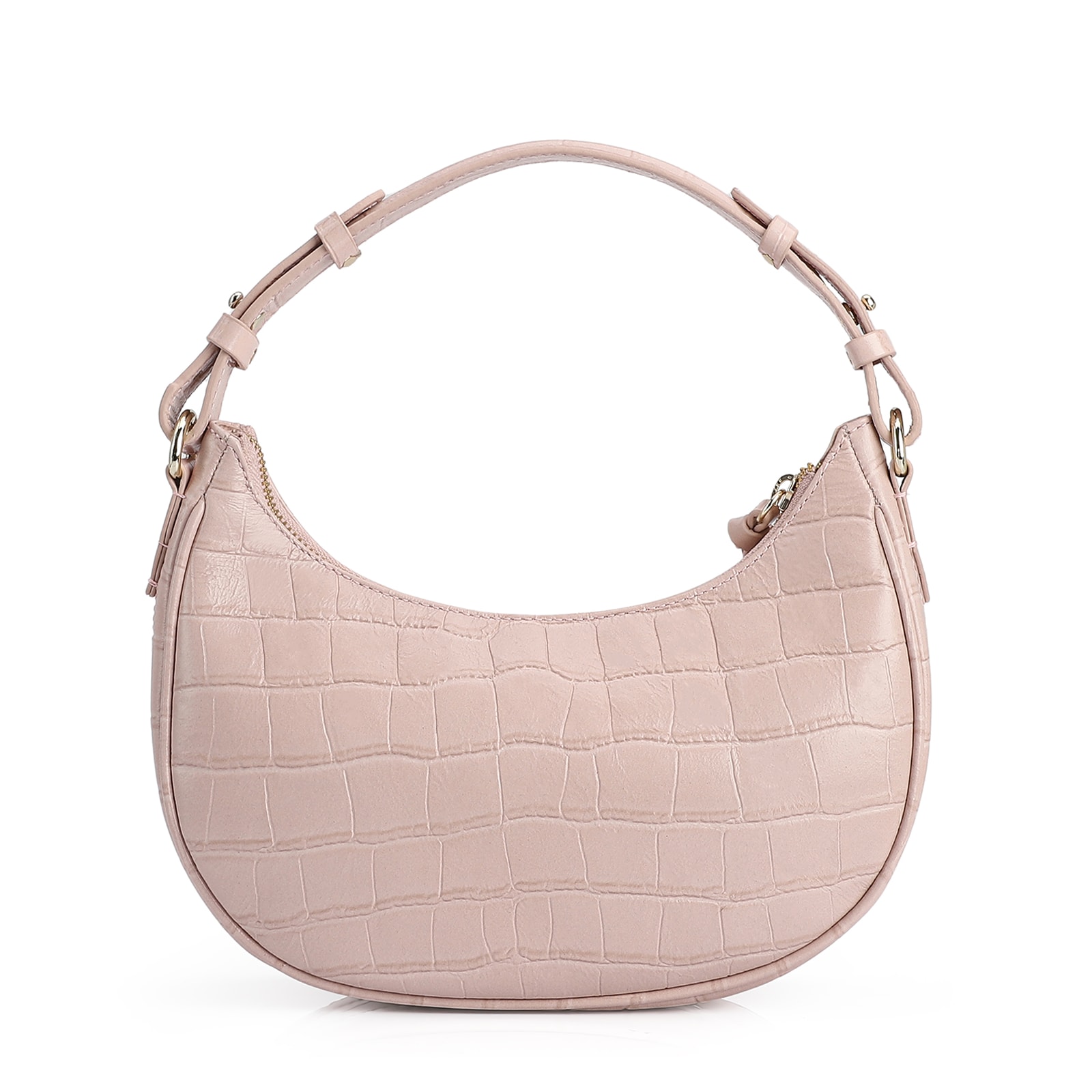 Bolsa De Mão Couro Croco Rosa