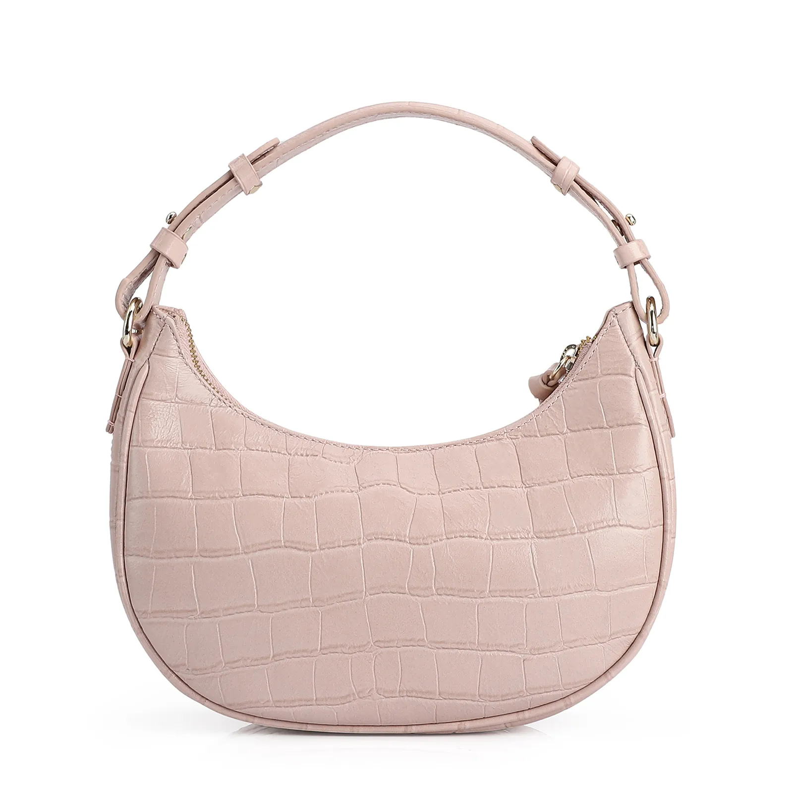 Bolsa De Mão Couro Croco Rosa
