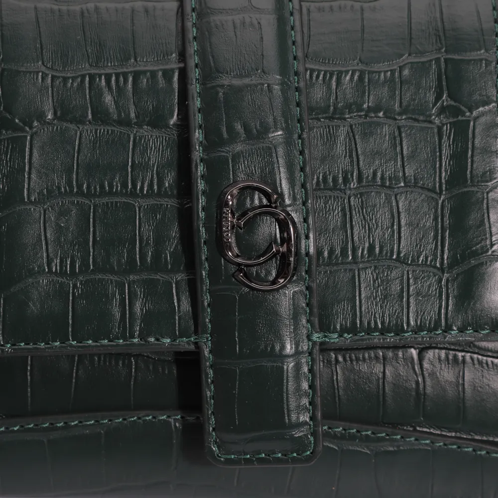 Bolsa De Mão Couro Croco Verde - imagem 5
