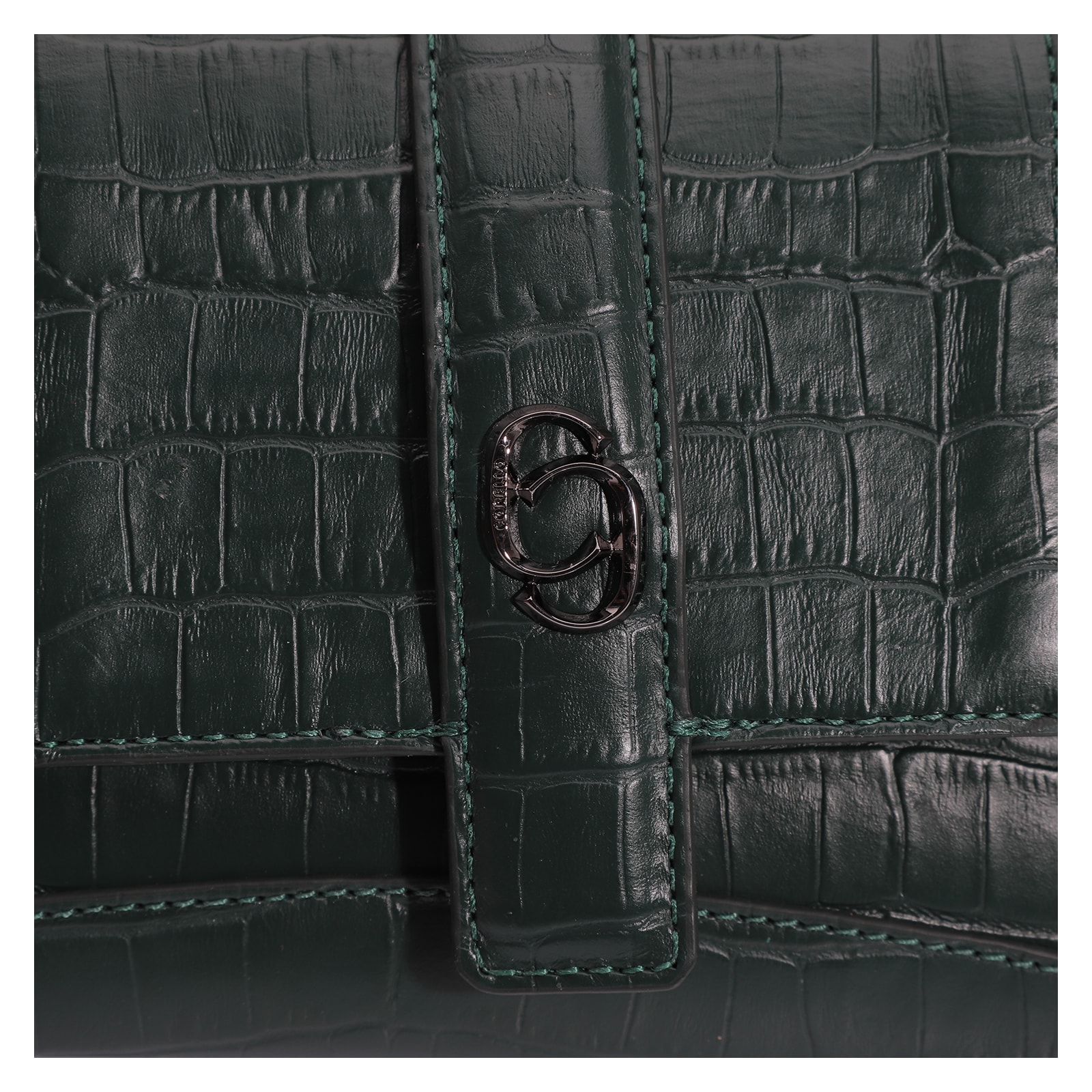 Bolsa De Mão Couro Croco Verde
