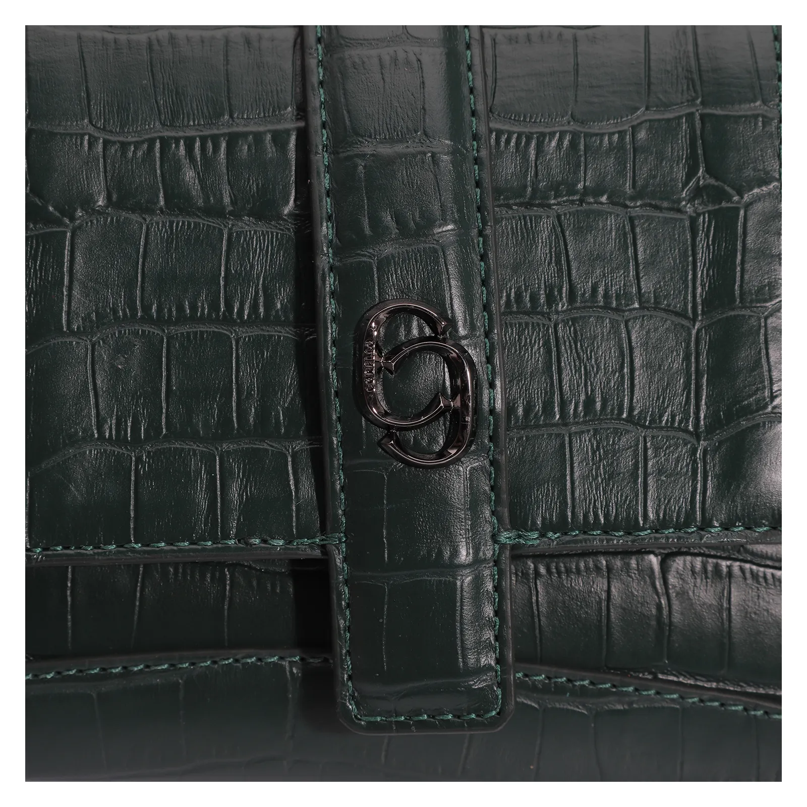 Bolsa De Mão Couro Croco Verde