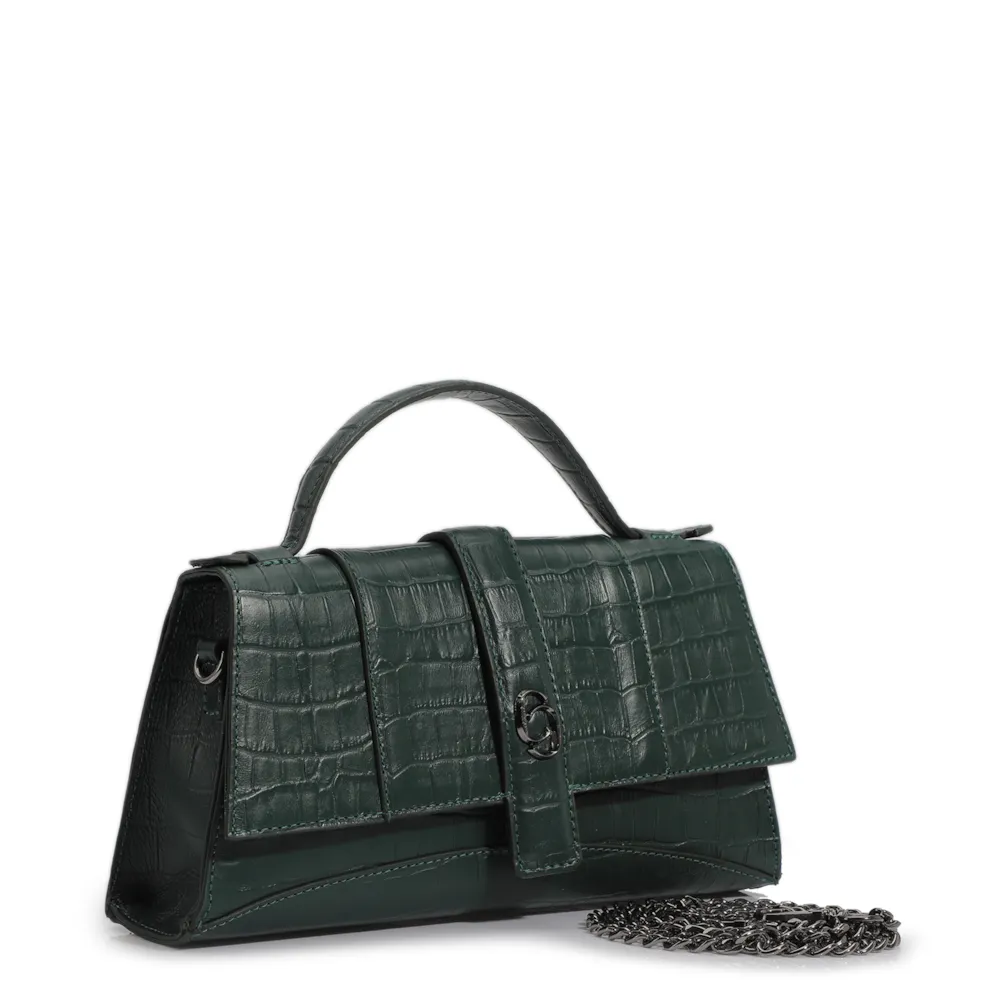 Bolsa De Mão Couro Croco Verde - imagem 2